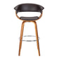27" Brown Faux Leather And Iron Swivel Low Back Counter Height Bar Chair