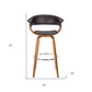 27" Brown Faux Leather And Iron Swivel Low Back Counter Height Bar Chair