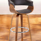 31" Brown Faux Leather And Solid Wood Swivel Low Back Bar Height Bar Chair