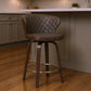 26" Brown Faux Leather And Iron Swivel Low Back Counter Height Bar Chair