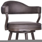 30" Brown Faux Leather And Iron Swivel Bar Height Bar Chair