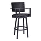 26" Black Faux Leather and Iron Counter Height Swivel Bar Chair