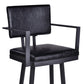 26" Black Faux Leather and Iron Counter Height Swivel Bar Chair