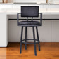 26" Black Faux Leather and Iron Counter Height Swivel Bar Chair