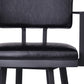 26" Black Faux Leather and Iron Counter Height Swivel Bar Chair