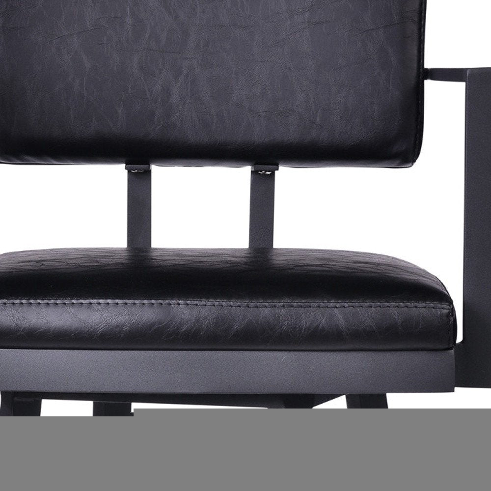 26" Black Faux Leather and Iron Counter Height Swivel Bar Chair