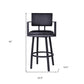 26" Black Faux Leather and Iron Counter Height Swivel Bar Chair