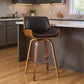 26" Brown Solid Wood Swivel Low Back Counter Height Bar Chair