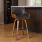 30" Brown Solid Wood Swivel Low Back Bar Height Bar Chair