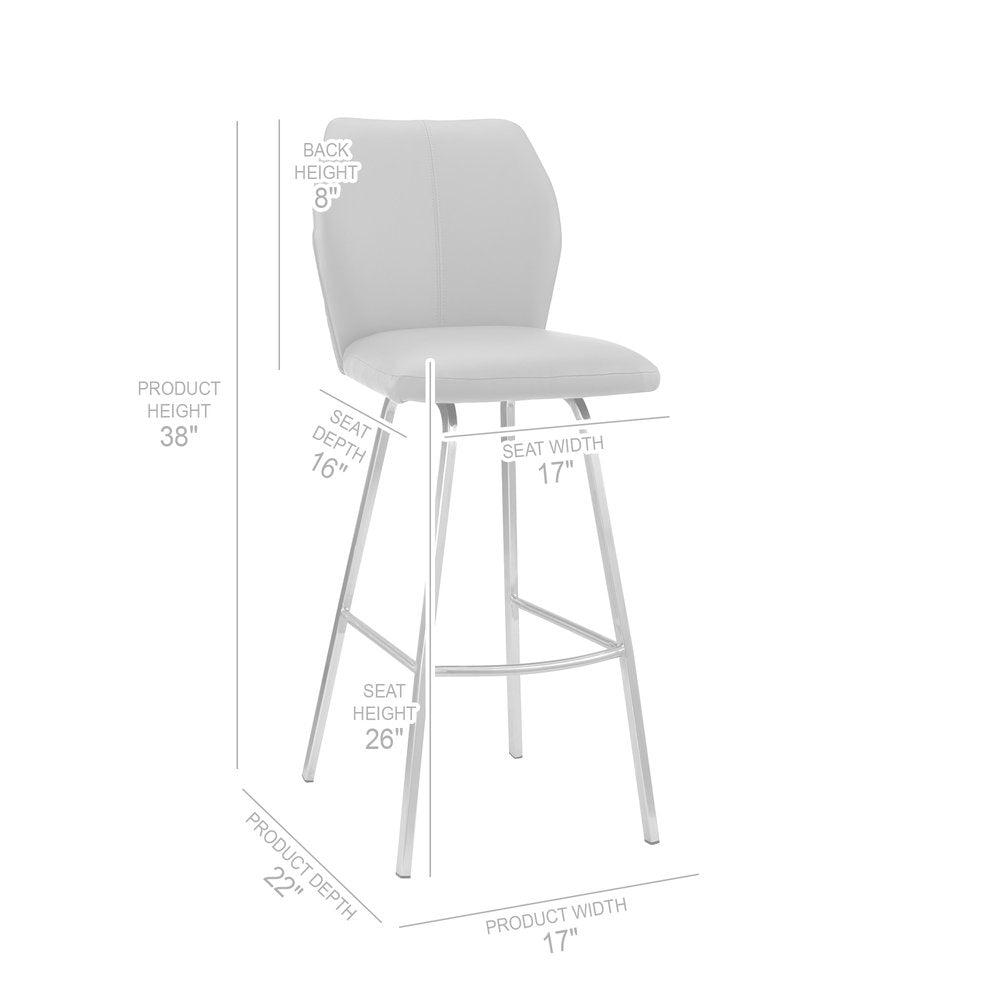 26" Gray And Silver Fabric And Iron Counter Height Bar Chair