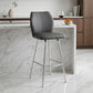 26" Gray And Silver Fabric And Iron Counter Height Bar Chair
