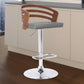 25" Gray And Silver Iron Swivel Low Back Adjustable Height Bar Chair
