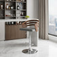 25" Gray And Silver Iron Swivel Low Back Adjustable Height Bar Chair