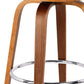 25" Cream And Brown Fabric And Iron Backless Counter Height Swivel Bar Chair