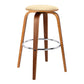 25" Cream And Brown Fabric And Iron Backless Counter Height Swivel Bar Chair
