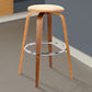 25" Cream And Brown Fabric And Iron Backless Counter Height Swivel Bar Chair