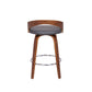 26" Gray and Brown Faux Leather and Iron Low Back Counter Height Swivel Bar Chair