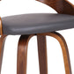 26" Gray and Brown Faux Leather and Iron Low Back Counter Height Swivel Bar Chair