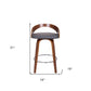 26" Gray and Brown Faux Leather and Iron Low Back Counter Height Swivel Bar Chair