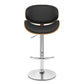 Black And Silver Faux Leather And Fabric And Solid Wood Low Back Adjustable Height Swivel Bar Chair