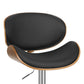 Black And Silver Faux Leather And Fabric And Solid Wood Low Back Adjustable Height Swivel Bar Chair