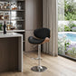 25" Black And Silver Faux Leather And Solid Wood Swivel Low Back Adjustable Height Bar Chair