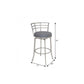 26" Gray And Silver Faux Leather And Iron Swivel Low Back Counter Height Bar Chair
