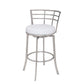 26" White And Silver Faux Leather And Iron Swivel Low Back Counter Height Bar Chair
