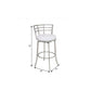 26" White And Silver Faux Leather And Iron Swivel Low Back Counter Height Bar Chair