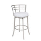 26" White And Silver Faux Leather And Iron Swivel Low Back Counter Height Bar Chair