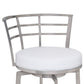 26" White And Silver Faux Leather And Iron Swivel Low Back Counter Height Bar Chair