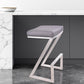 26" Gray And Silver Iron Backless Counter Height Bar Chair