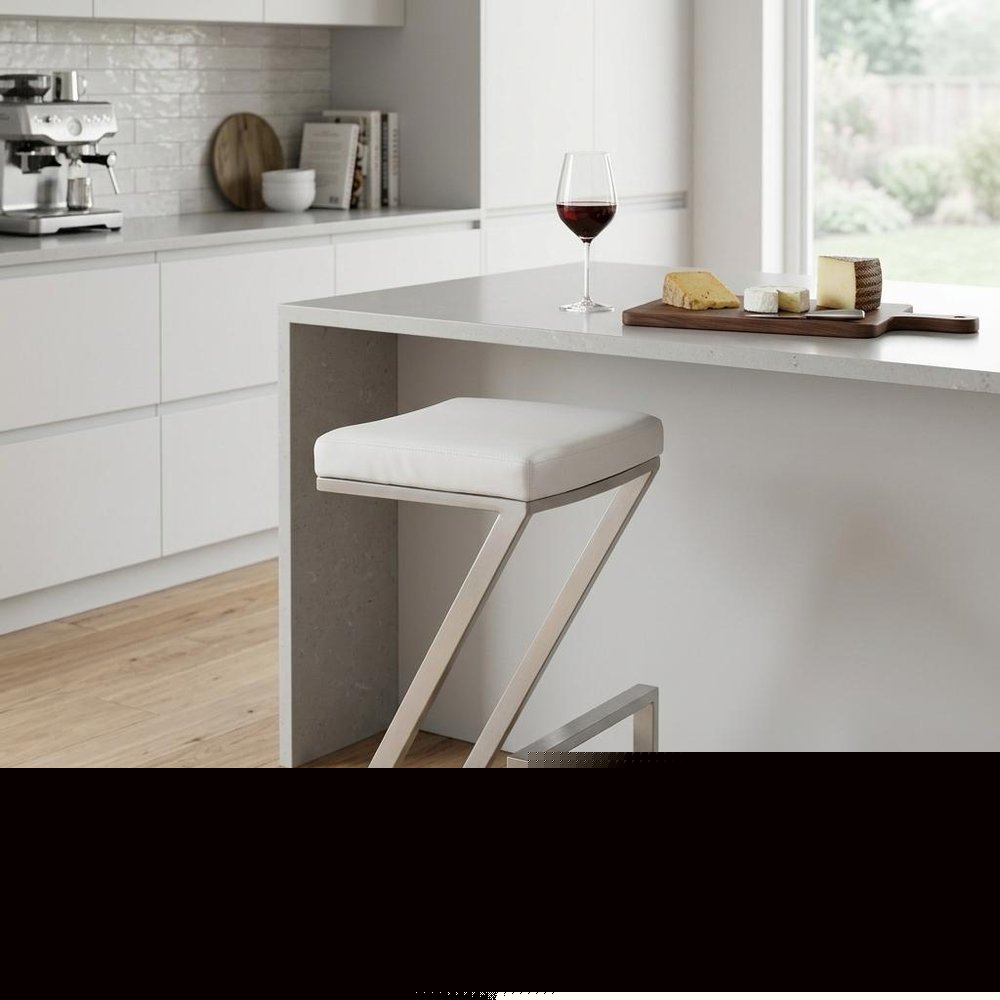 26" White And Silver Iron Backless Counter Height Bar Chair