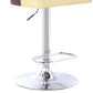 24" Cream And Silver Faux Leather And Iron Low Back Adjustable Height Bar Chair