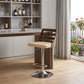 24" Cream And Silver Faux Leather And Iron Low Back Adjustable Height Bar Chair
