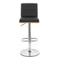Black and Silver Fabric and Iron Low Back Adjustable Height Swivel Bar Chair