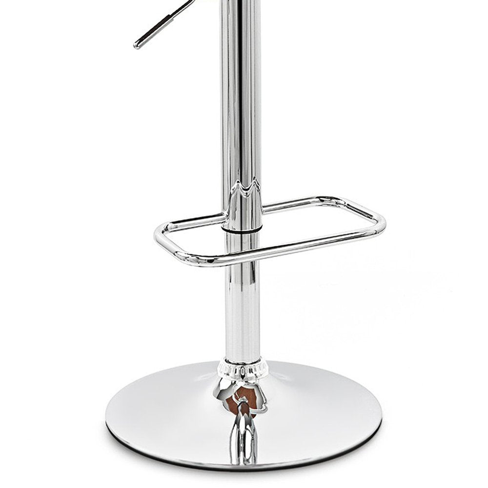 Black and Silver Fabric and Iron Low Back Adjustable Height Swivel Bar Chair