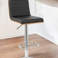 Black and Silver Fabric and Iron Low Back Adjustable Height Swivel Bar Chair