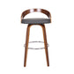 30" Gray and Brown Faux Leather and Iron Low Back Bar Height Swivel Bar Chair