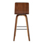 26" Gray and Brown Fabric and Solid Wood Low Back Counter Height Swivel Bar Chair