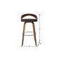 26" Brown Faux Leather And Solid Wood Swivel Low Back Counter Height Bar Chair