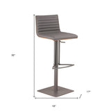 22" Gray Iron Swivel Low Back Adjustable Height Bar Chair