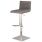 22" Gray And Silver Iron Swivel Low Back Adjustable Height Bar Chair