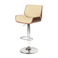 24" Cream And Silver Iron Swivel Low Back Adjustable Height Bar Chair
