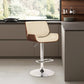 24" Cream And Silver Iron Swivel Low Back Adjustable Height Bar Chair