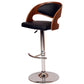 Black And Silver Faux Leather And Chrome Low Back Adjustable Height Swivel Bar Chair