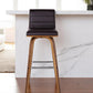 30" Brown Solid Wood Swivel Low Back Bar Height Bar Chair