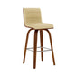 26" Cream and Brown Fabric and Iron Low Back Counter Height Swivel Bar Chair
