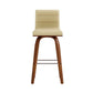 26" Cream and Brown Fabric and Iron Low Back Counter Height Swivel Bar Chair