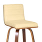26" Cream and Brown Fabric and Iron Low Back Counter Height Swivel Bar Chair